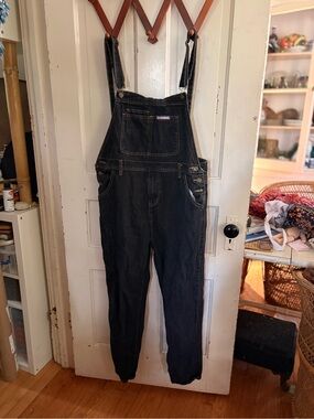 Black Denim Women’s Overalls with Adjustable Straps